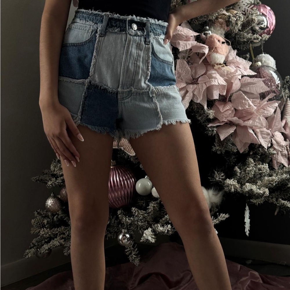 Patchwork Denim Shorts
